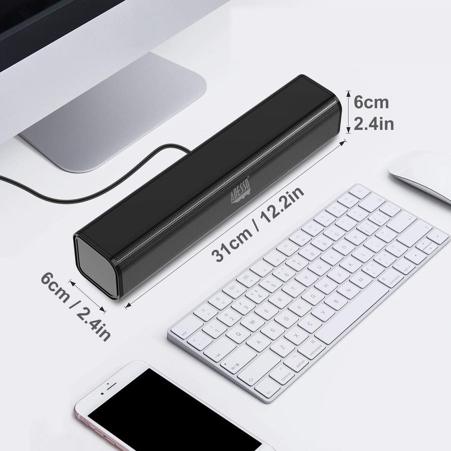 Adesso Xtream S5 USB-Powered Desktop Computer Sound Bar Speaker with Dynamic Sound- 5W x 2 - Portable Adesso Xtream S5 USB-Powered Desktop Computer Sound Bar Speaker with Dynamic Sound- 5W x 2 - Portable